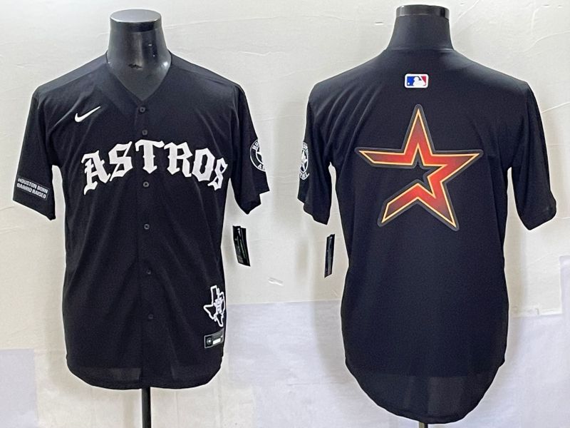 Men 2025 Houston Astros Blank Black Seven generations Joint Name Nike MLB Jersey style 17